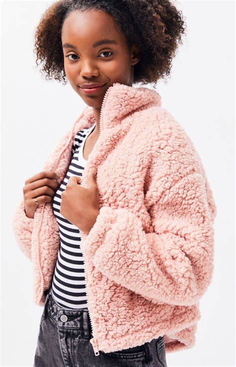 La Hearts Pink Sherpa Jacket Sherpa Jacket La Hearts Coats Jackets Women