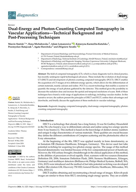 Pdf Dual Energy And Photon Counting Computed Tomography In Vascular