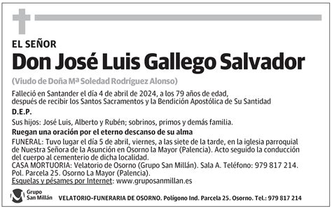 Jos Luis Gallego Salvador Esquela El Norte De Castilla