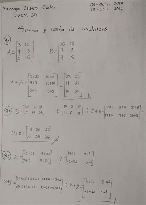 Curso Algebra Lineal ITTG Ejercicios De Suma Y Resta De Matrices 9