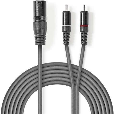 Cable De Audio Xlr Xlr De Pines Macho X Rca Macho M Gris