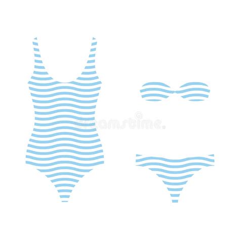 Traje De Baño De Una Sola Pieza Bikini Iconos Del Color Del Vector Aislados En El Fondo Blanco