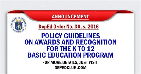 Deped Policy Guidelines On Awards And Recognition For K To 12