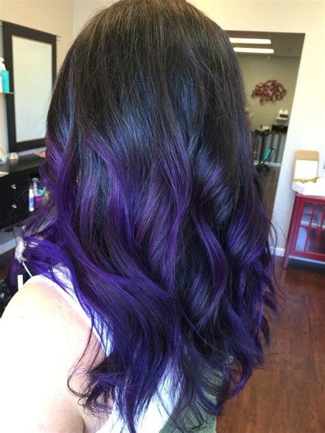 Purple ombré bottom on dark hair in 2024 | Brown hair fade, Blue ombre ...