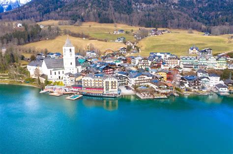 Drone Photograpy Of St Wolfgang Chapel And The Village Waterfront At