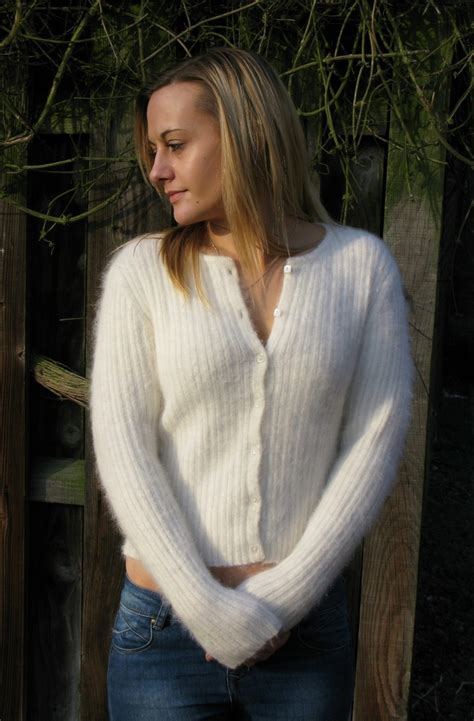 Soft Fluffy White Angora Cardigan Angora Cardigan Cardigan Angora