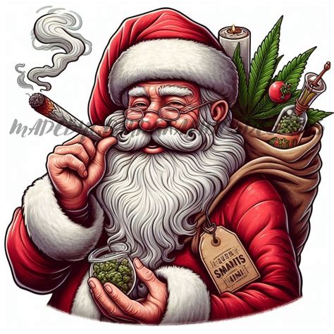 Santa Smoking Carrying Weed Smoking Joint Santa Smoking Blunt Png