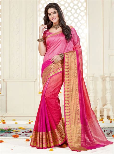 Izabelle Leite Pink Silk Festival Wear Saree Saree Designs