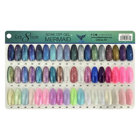 Cre8tion Mermaid Color Chart 54 Colors Skylark Nail Supply