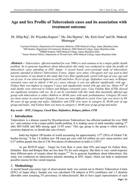 Age And Sex Profile Of Tuberculosis Cases And Its Association With