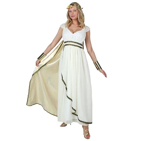 Adult Athena Olympic Goddess Elegant Ivory White Gown With Crown Woman