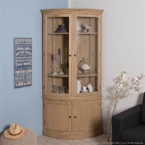 Vitrine d angle en chêne avec 2 portes Longueur 110cm COLLINE Achat