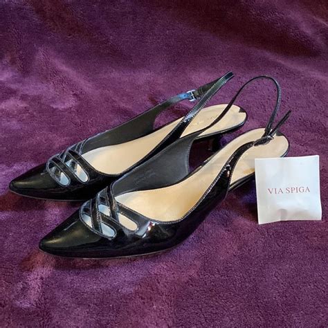 Via Spiga Shoes Via Spiga Black Patent Leather Pointed Toe