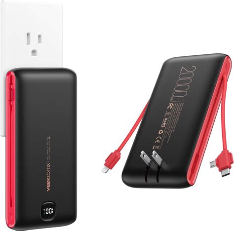 Veektomx Portable Charger Mah Power Bank Built In Ac Wall Plug