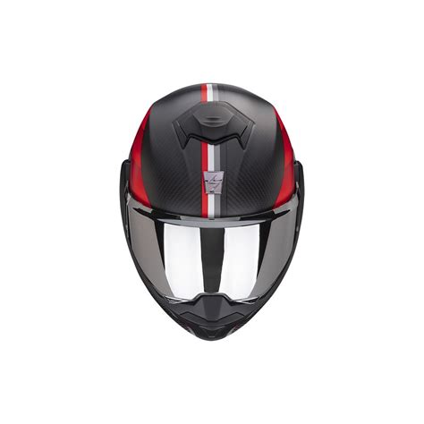 Casco Modular Scorpion Exo Tech Evo Carbon Genus Negro Mate Rojo