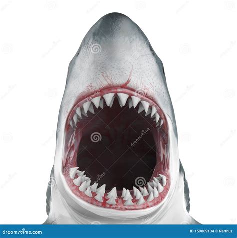 Great White Shark Open Mouth Isolated Stock Illustration - Illustration of scary, danger: 159069134