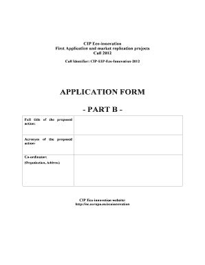 Fillable Online Ec Europa Application Form Part B Europa Ec