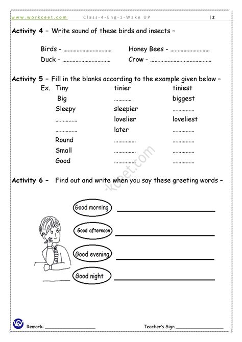 Download Pdf Worksheet Class 4th Wake Up Ncertcbse