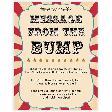 A Message From The Bump Circus Printable Baby Shower Games