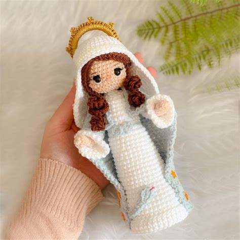 Crochet Mother Mary With Rosary Crochet Blessed Virgin Mary Holy Mary