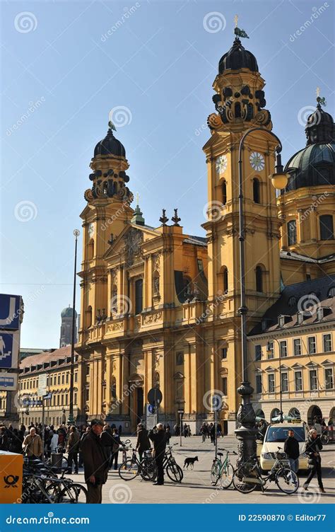 Munich Architecture. Cathedral Facade Editorial Image - Image of blue ...