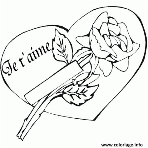 Coloriage Rose Coeur Je Taime Dessin Rose Imprimer