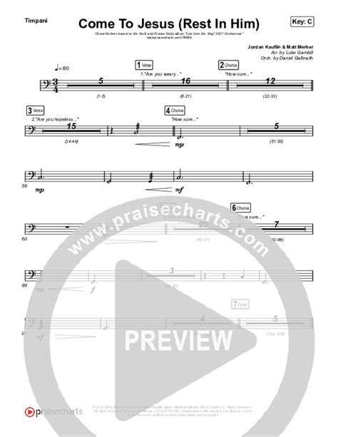 Come To Jesus Rest In Him Choral Anthem SATB Timpani Sheet Music