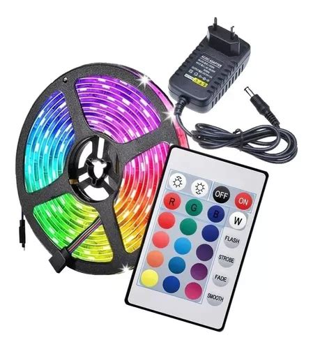 Tira De Led Rgb 5050 5m Ip65 Con Control Y Fuente Mercadolibre