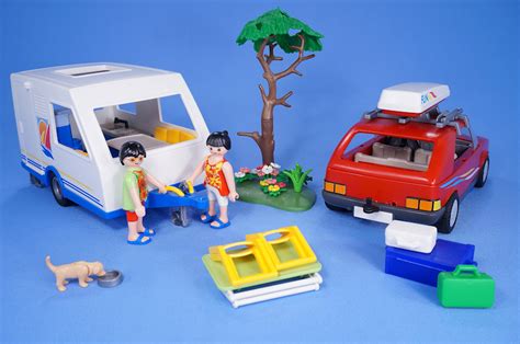 PLAYMOBIL CARAVAN AND CAR CAMPING HOLIDAY WITH FIGURES PUPPY AND EXTRAS ...