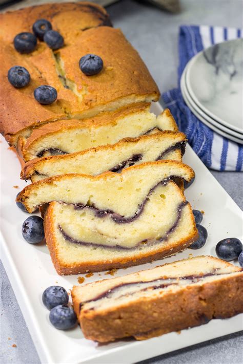 Blueberry Cream Cheese Pound Cake | With a swirl of blueberry sauce!