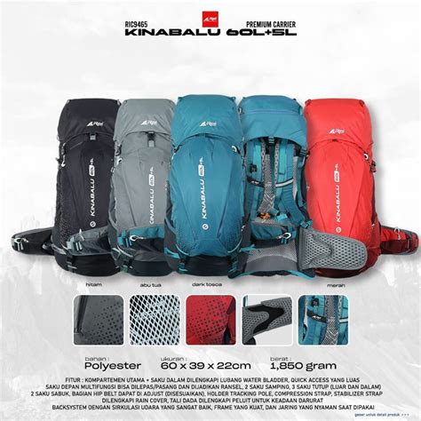 Jual Tas Gunung Carrier Premium Kinabalu Liter Arei Outdoorgear