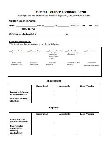 11 Teacher Feedback Form Templates In Doc Pdf