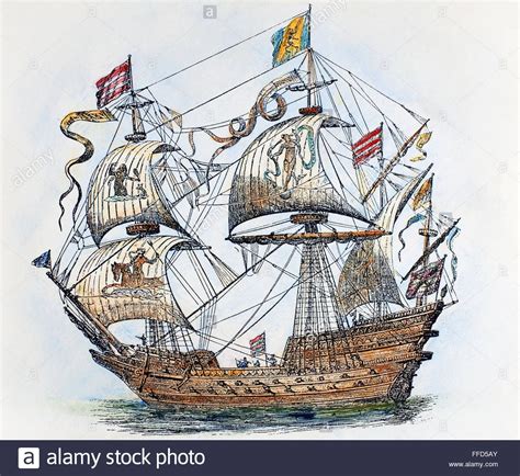 Download this stock image: SPANISH GALLEON, 1588. /nA galleon from the ...