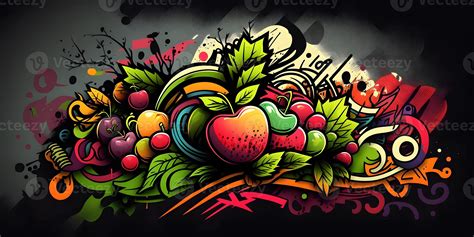 Fruits Graffiti Wallpaper, Mix Fruit Doodle with street art style ...