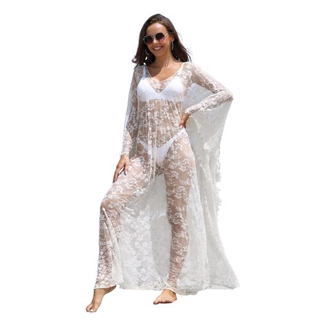 Beach Cover Up Boho Lace Kimono Plus Size Bikini Robe Swimsuit Bathing Suit Cover Ups For Women