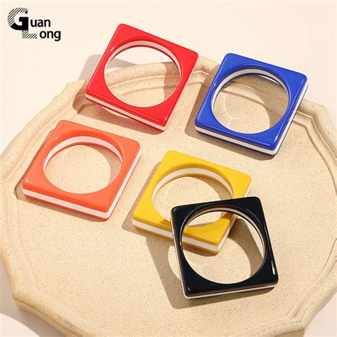 Gonglong nova resina colorida acrílico retro bangle pulseiras para