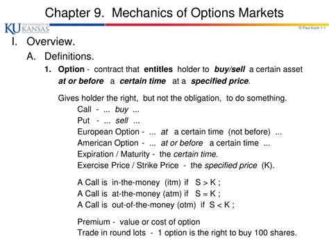 Ppt Chapter 9 Mechanics Of Options Markets Powerpoint Presentation