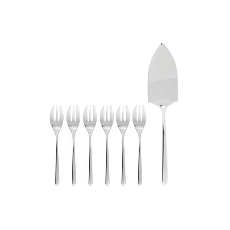 Sambonet Linear Set 6 Pz Forchette Dolce Con Pala Torta Monoblocco