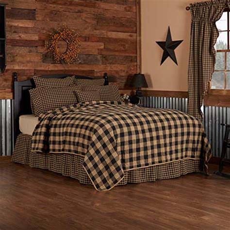 Vhc Brands Black Check Star Luxury King Quilt Wx L Country Rustic