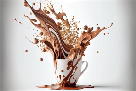 Premium Photo Hot Chocolate Splash Isolated On White Background Valentine S Day Ai Generated Art