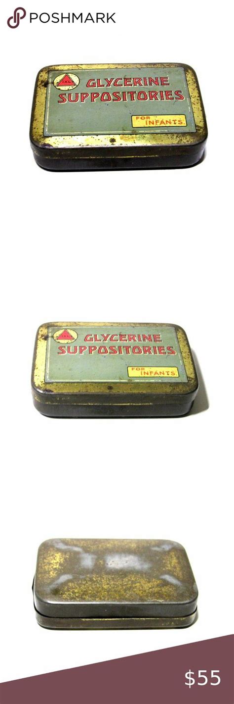 Antique Empty Metal Hinged Tin Box Glycerin Suppositories For Infants