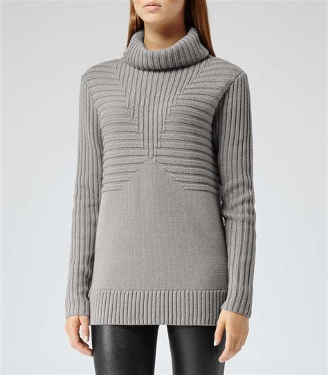 Reiss Milford Chunky Roll Neck Jumper In Soft Grey Gray Lyst