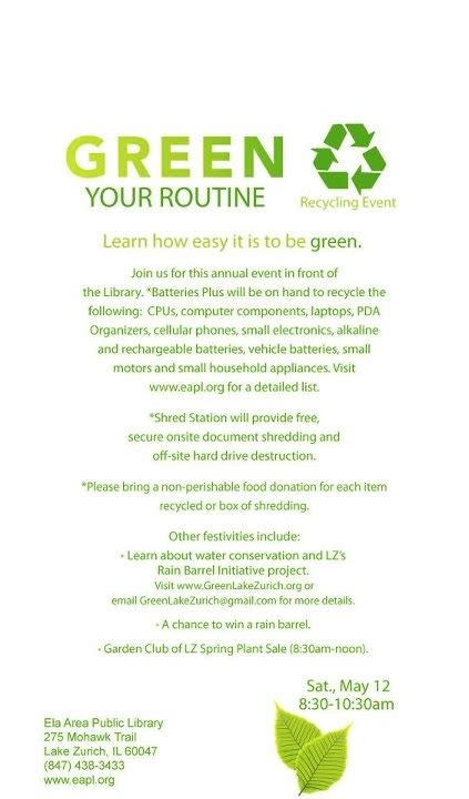 Green Your Routine Recycling Event Plant Sale At Ela Area Public Library