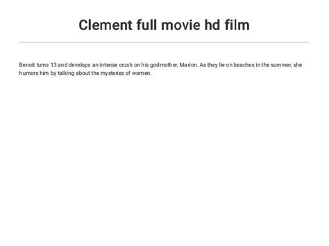 Clement full movie hd film