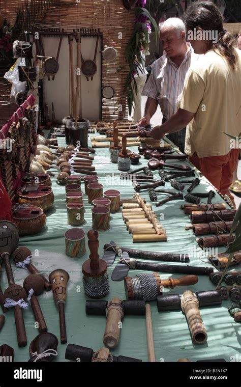 Stall Selling Musical Instruments At An Arts Fair Feria De Artesania In