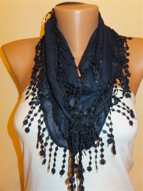 Dark Blue Lace Scarf Women Fashion Casual Lace Shawl Etsy Scarf