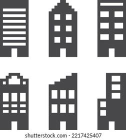 Pixel Art City Building Icon Set Stock Vector Royalty Free 2217425407