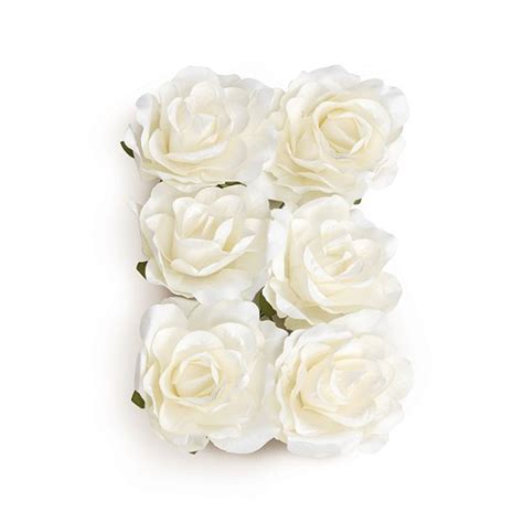 Flor Decorativa De Papel Branco 06cm 06 Unidades Cromus Rizzo