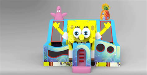 2019 Latest Design Spongebob Themed Inflatable Double Slideswelcome