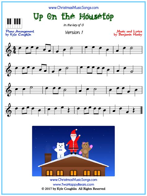 Up On The Housetop Piano Sheet Music Free Printable Pdf